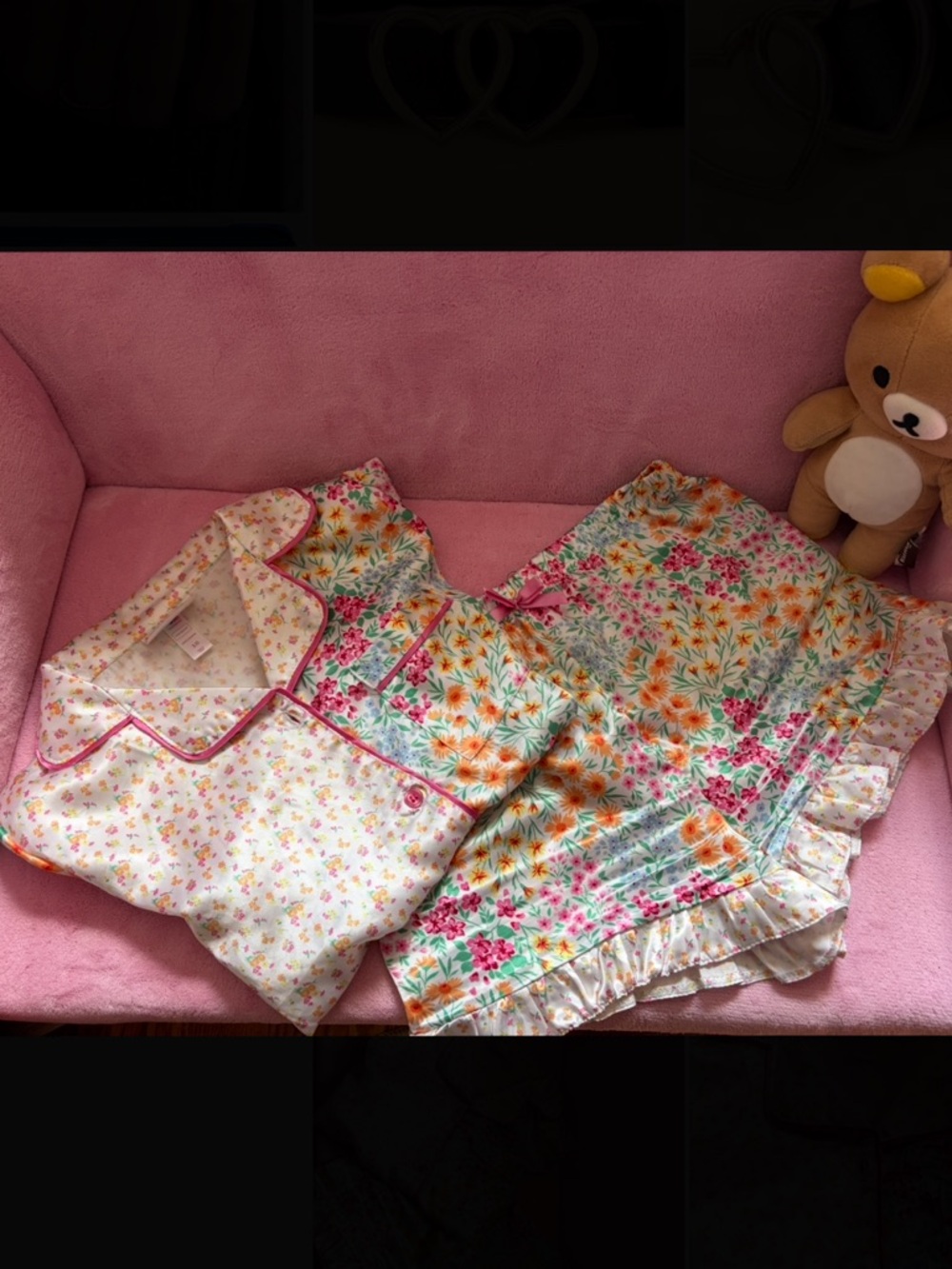 Girls Floral Two-Piece Pajama Set - Pink & Multi